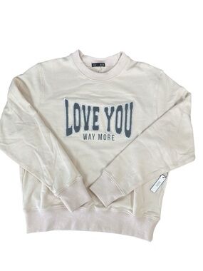 LeLaLo Cream “Love You Way More” Sweatshirt NWT Size Medium Graphic Pullover